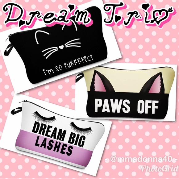 NEW Trio of 3 Cute Make-up Bags Purrrfect Pouches - Picture 5 of 8